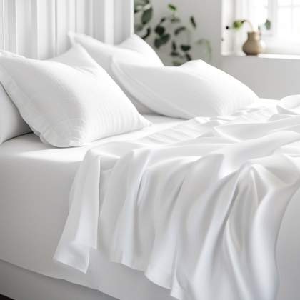 Literie blanche douce et confortable dans une chambre de la Villa Roubia